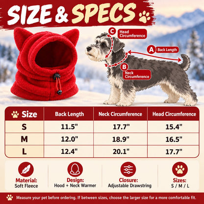 Fleece Winter Pet Hood – Warm Ears & Neck