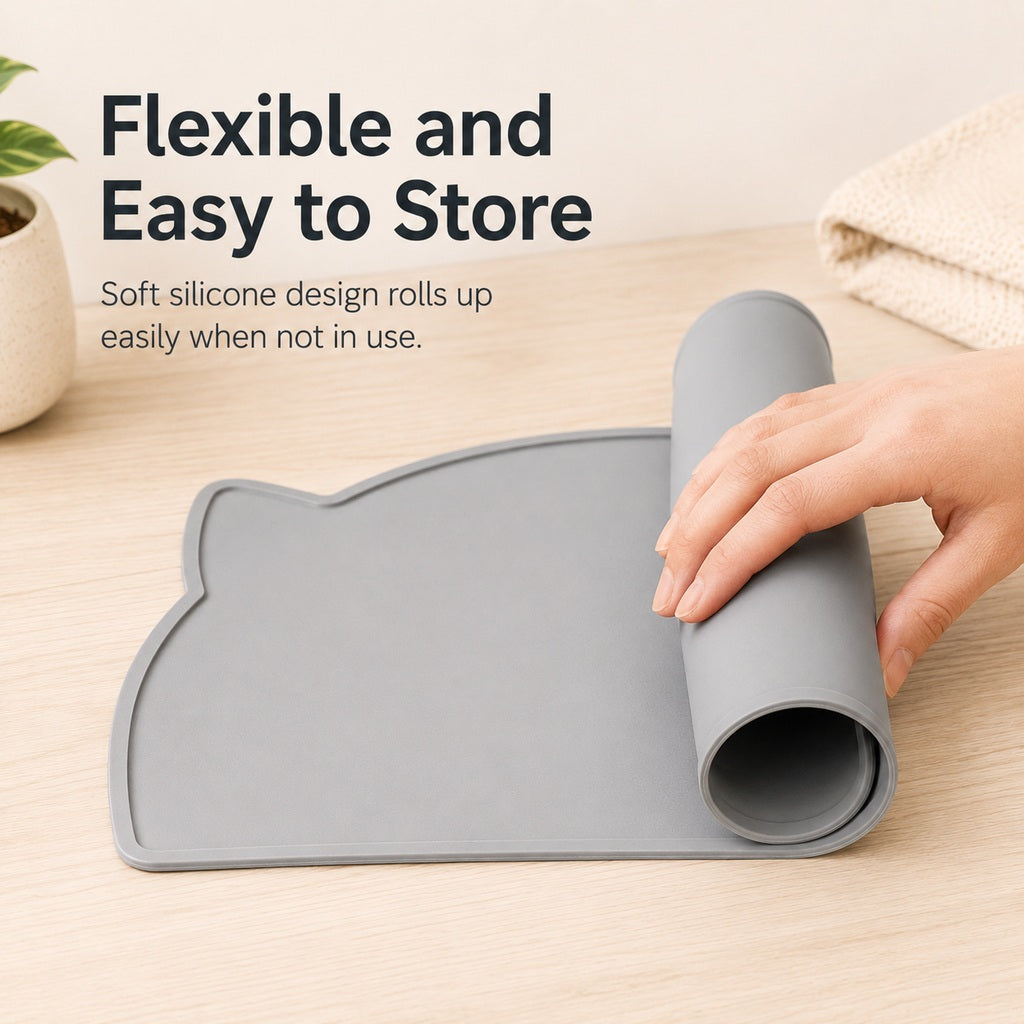 Raised-Edge Silicone Feeding Mat – Clean Floors at Mealtime