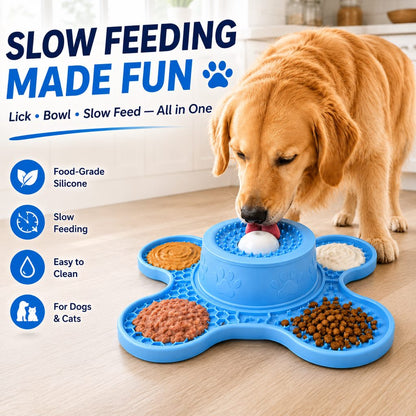 3-in-1 Dog Lick Mat & Slow Feeder – Keeps Pets Busy