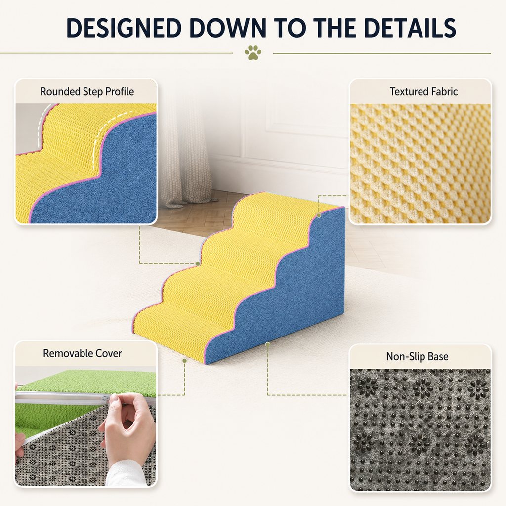 Foam Pet Stairs – Gentle Steps for Bed & Sofa