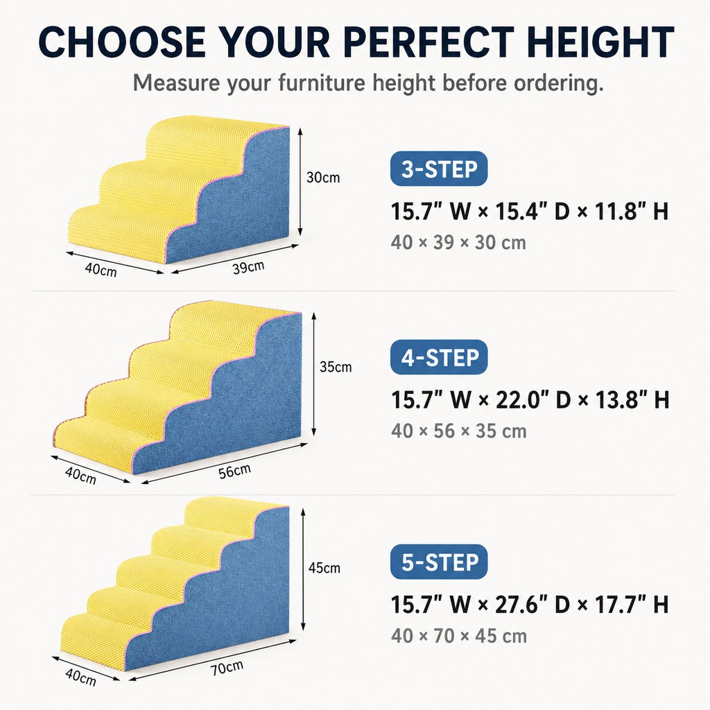 Foam Pet Stairs – Gentle Steps for Bed & Sofa