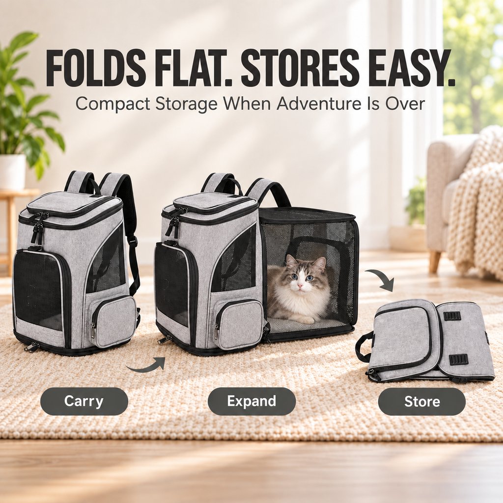 Expandable Pet Carrier Backpack – Breathable Mesh