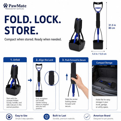 Foldable Long-Handle Pooper Scooper – One-Hand Pickup