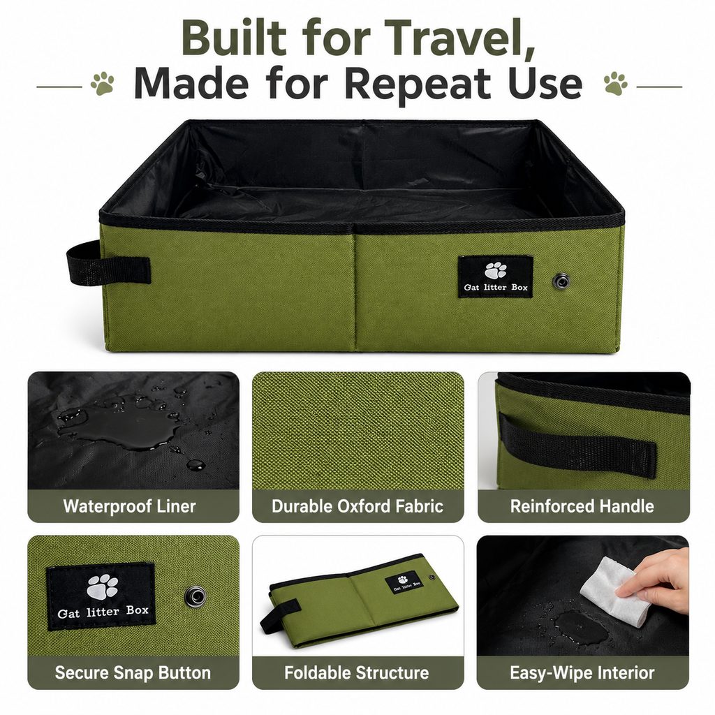 Foldable Travel Cat Litter Box – Leak-Proof
