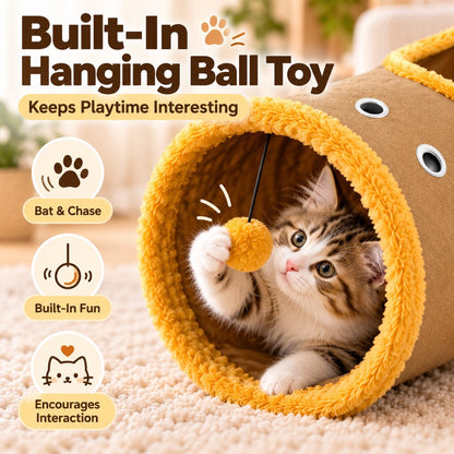 Foldable Cat Tunnel – Peekaboo Hole & Toy Ball