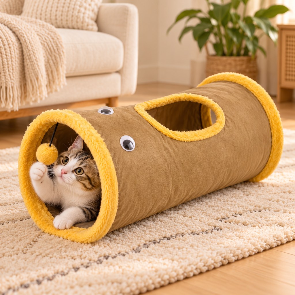 Foldable Cat Tunnel – Peekaboo Hole & Toy Ball