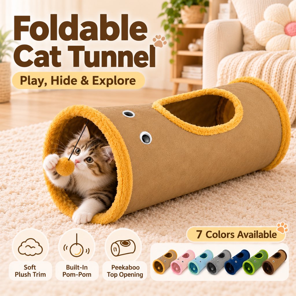 Foldable Cat Tunnel – Peekaboo Hole & Toy Ball