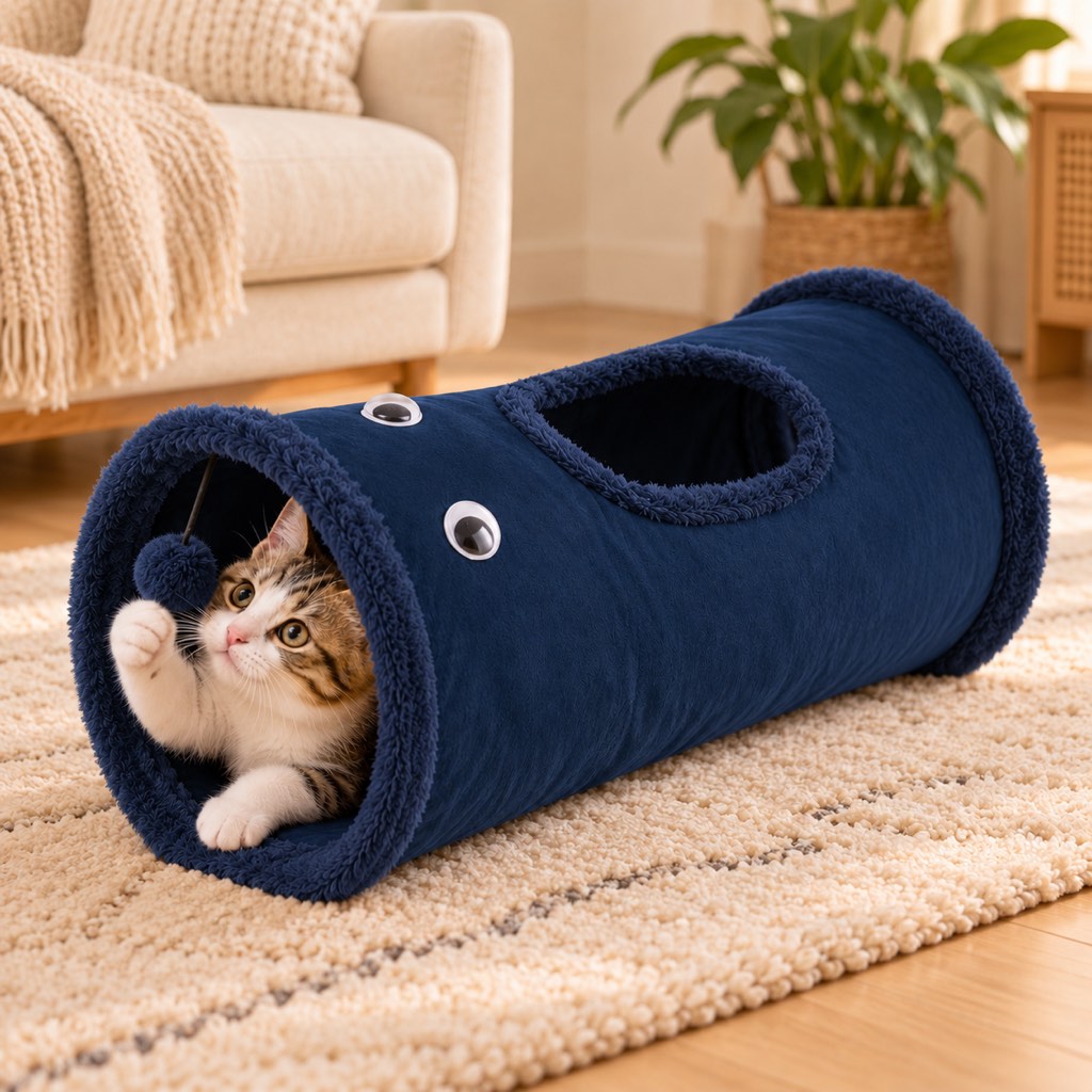 Foldable Cat Tunnel – Peekaboo Hole & Toy Ball