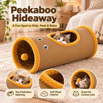 Foldable Cat Tunnel – Peekaboo Hole & Toy Ball