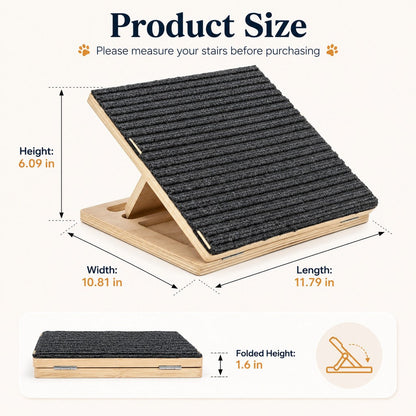 Foldable Wooden Dog Stairs – Non-Slip Sofa & Bed Access
