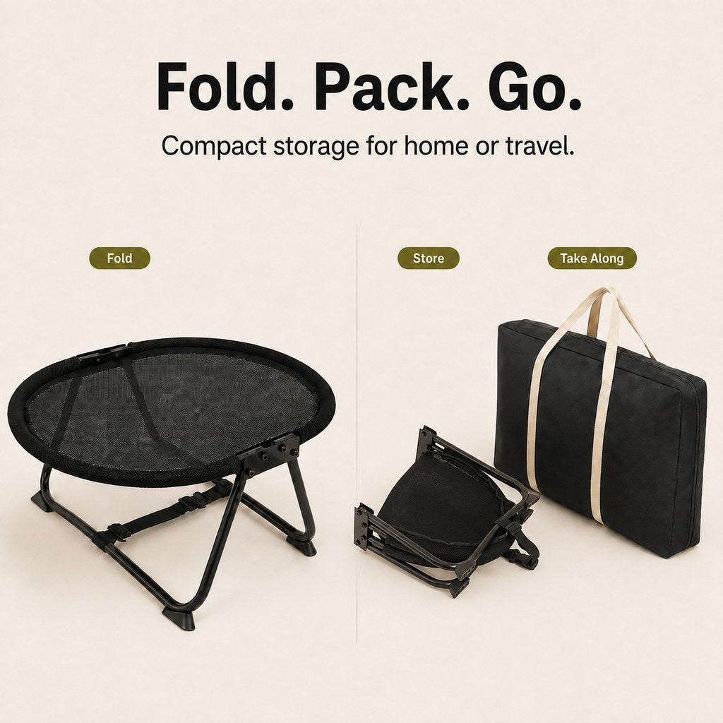 Foldable Elevated Pet Cot – Breathable Raised Bed
