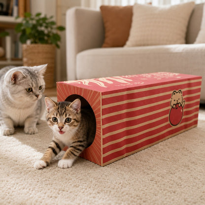 Kraft Paper Cat Tunnel – Foldable Hide & Play