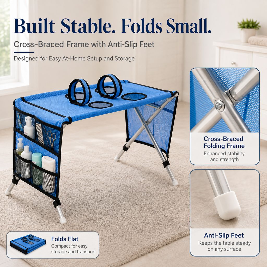 Foldable Pet Grooming Table – 4 Leg Openings