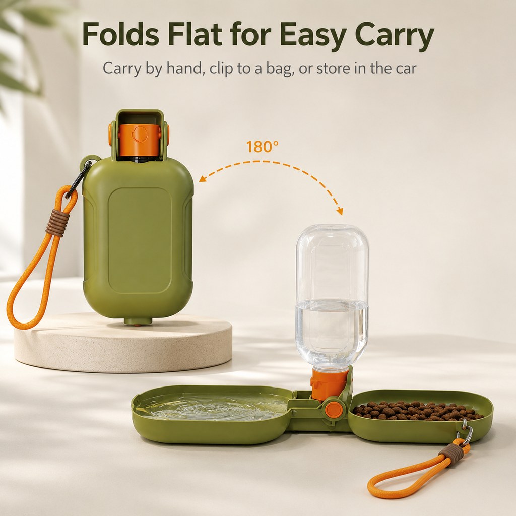 Folding Pet Water & Food Cup – Leak-Resistant Travel