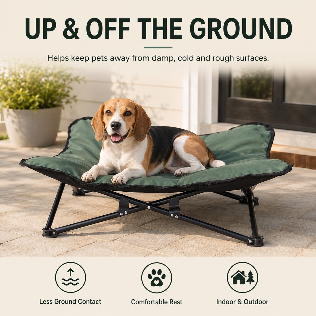 Folding Elevated Pet Cot – Off Cold & Damp Ground