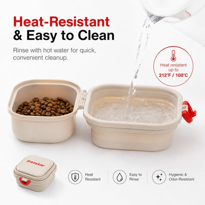 2-in-1 Folding Pet Bowl – Food & Water on the Go