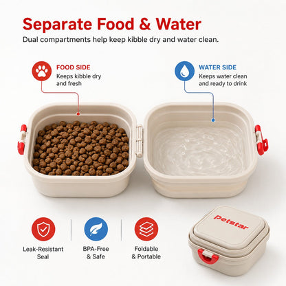 2-in-1 Folding Pet Bowl – Food & Water on the Go