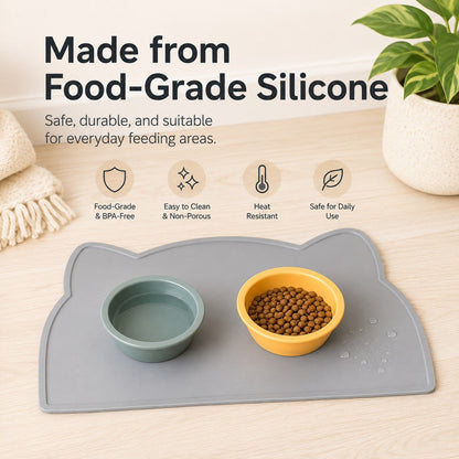 Raised-Edge Silicone Feeding Mat – Clean Floors at Mealtime