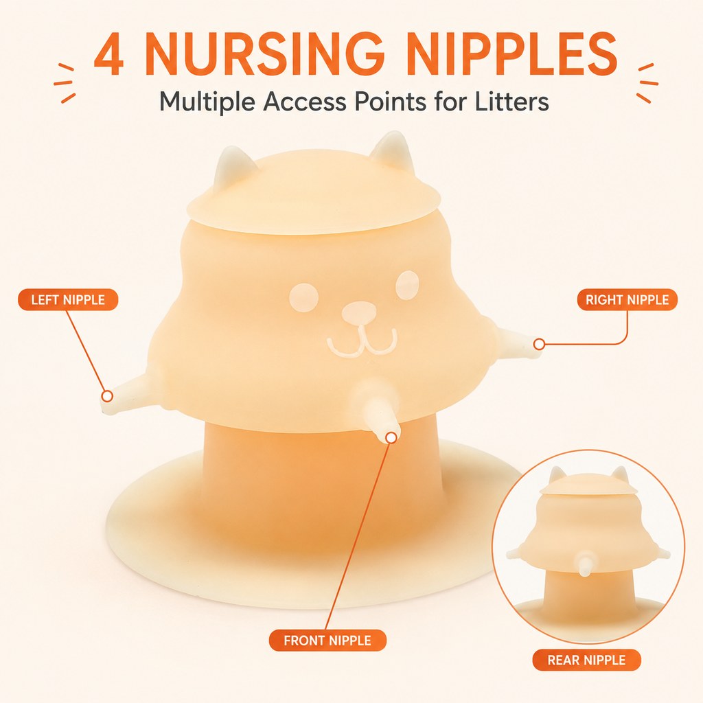4-Nipple Nursing Feeder – Easy Kitten & Puppy Feeding