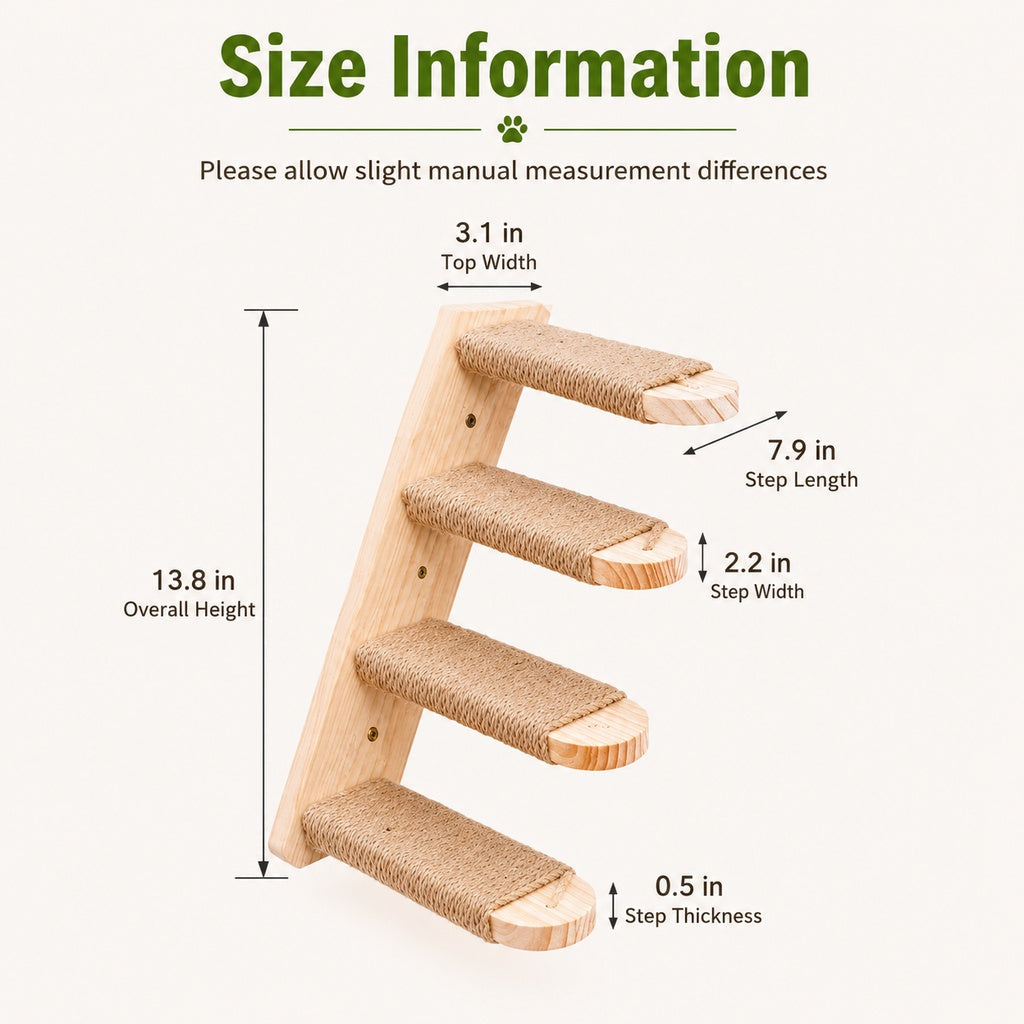 Wall-Mounted Wood Cat Steps – Space-Saving Climber