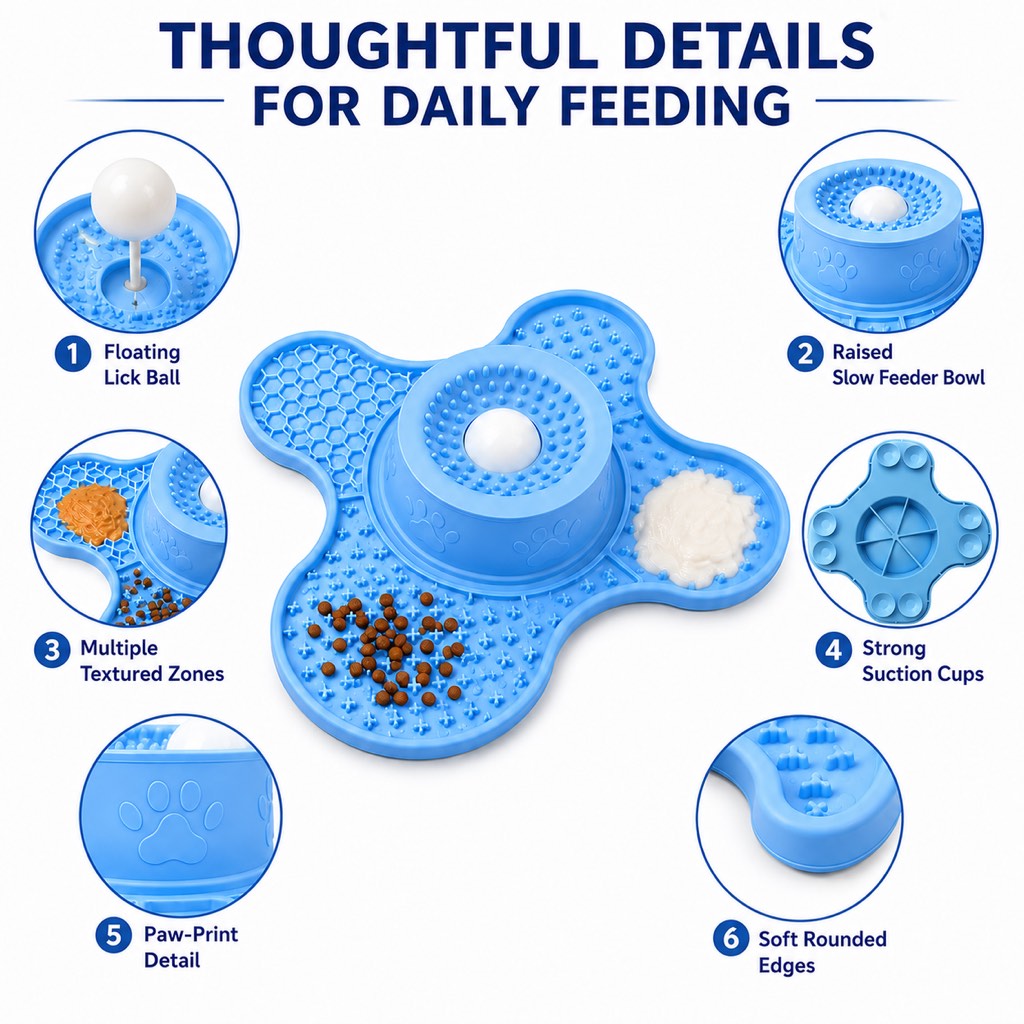 3-in-1 Dog Lick Mat & Slow Feeder – Keeps Pets Busy