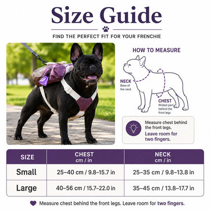 Frenchie Backpack Harness – No Neck Pulling, Carry Essentials