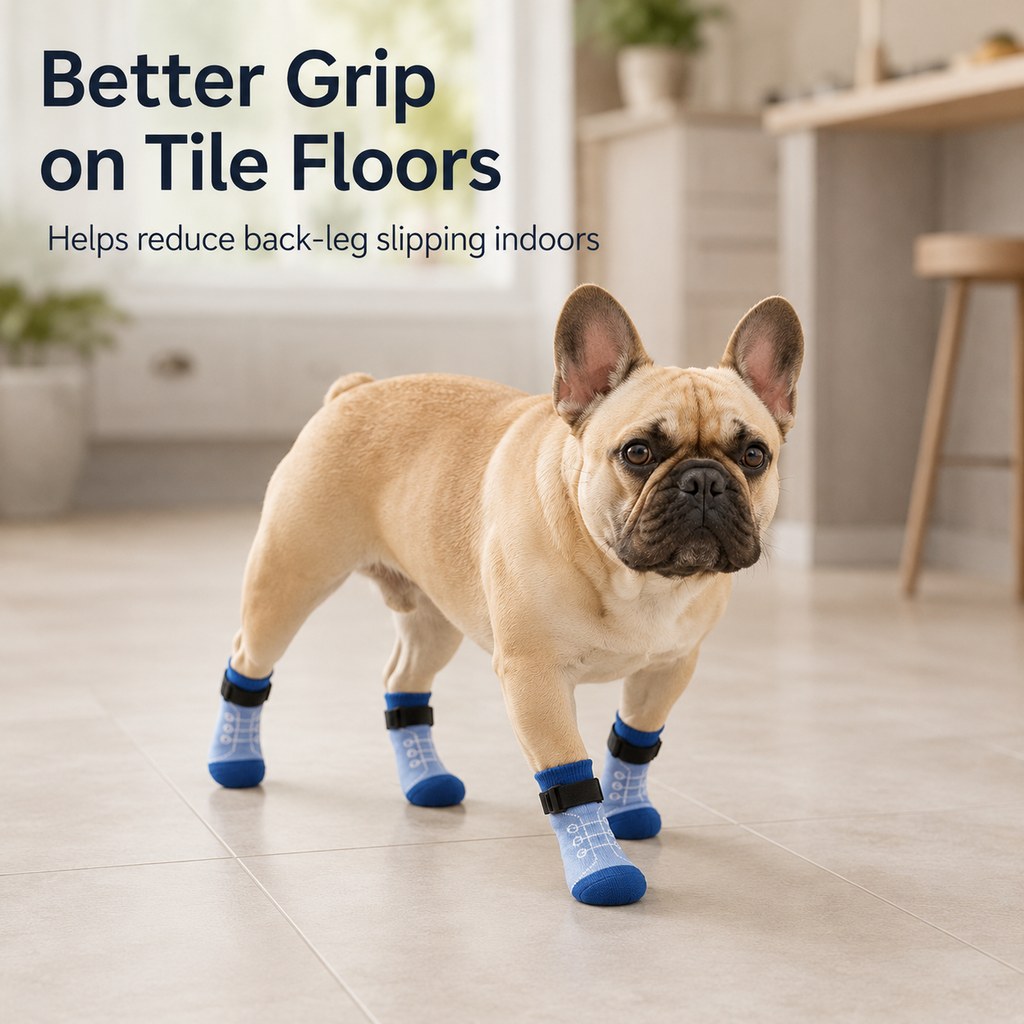 Non-Slip Dog Socks 4-Pack – Better Grip on Smooth Floors