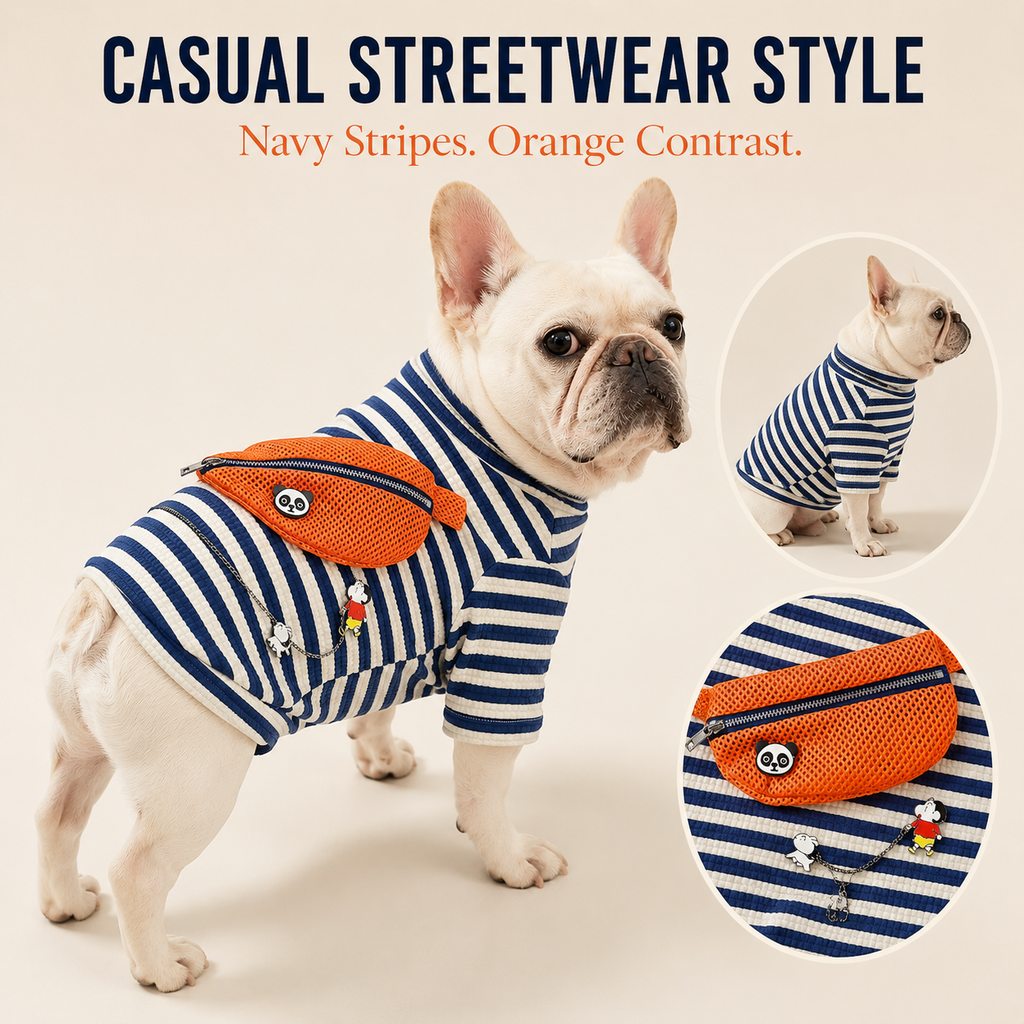 French Bulldog Striped Pullover – Broad-Chest Fit