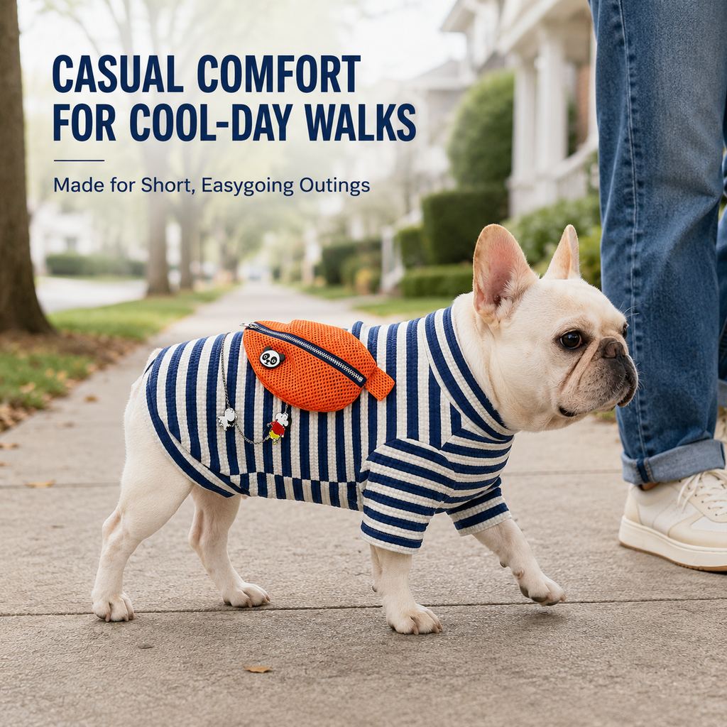 French Bulldog Striped Pullover – Broad-Chest Fit