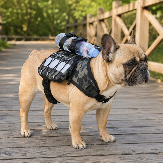 Frenchie Tactical Vest Backpack – Reflective with Bottle Holder