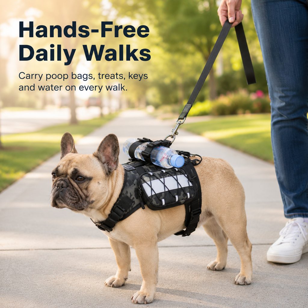 Frenchie Tactical Vest Backpack – Reflective with Bottle Holder