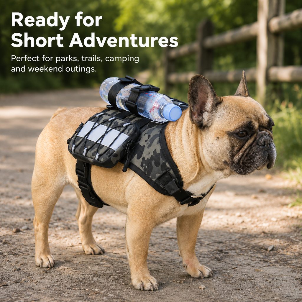 Frenchie Tactical Vest Backpack – Reflective with Bottle Holder
