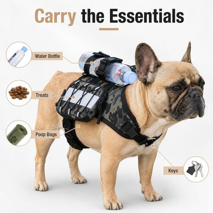 Frenchie Tactical Vest Backpack – Reflective with Bottle Holder