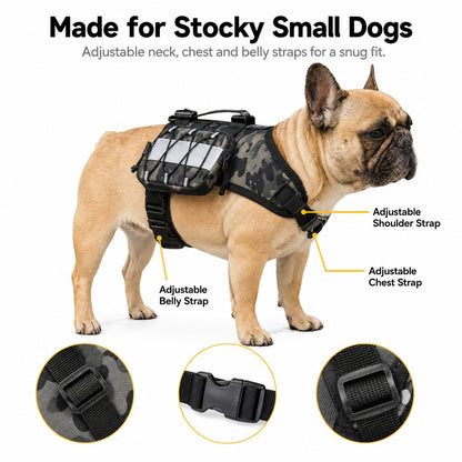 Frenchie Tactical Vest Backpack – Reflective with Bottle Holder