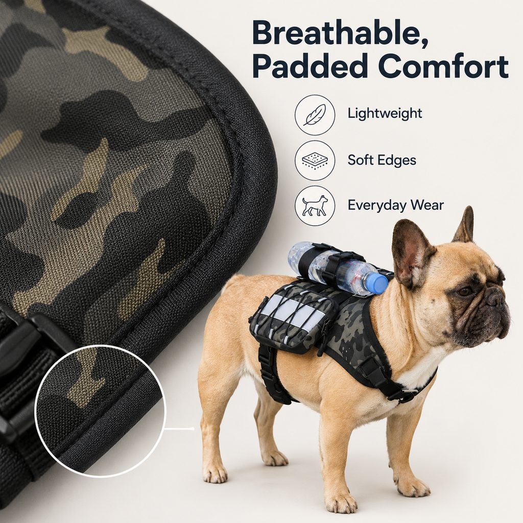 Frenchie Tactical Vest Backpack – Reflective with Bottle Holder
