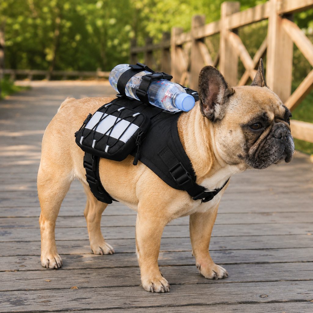 Frenchie Tactical Vest Backpack – Reflective with Bottle Holder