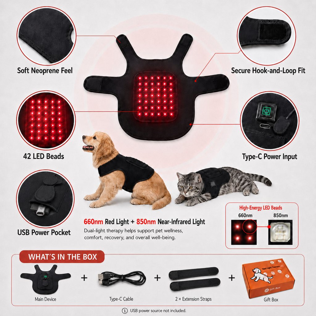 Red Light Comfort Vest – Back & Hip Relief for Frenchies