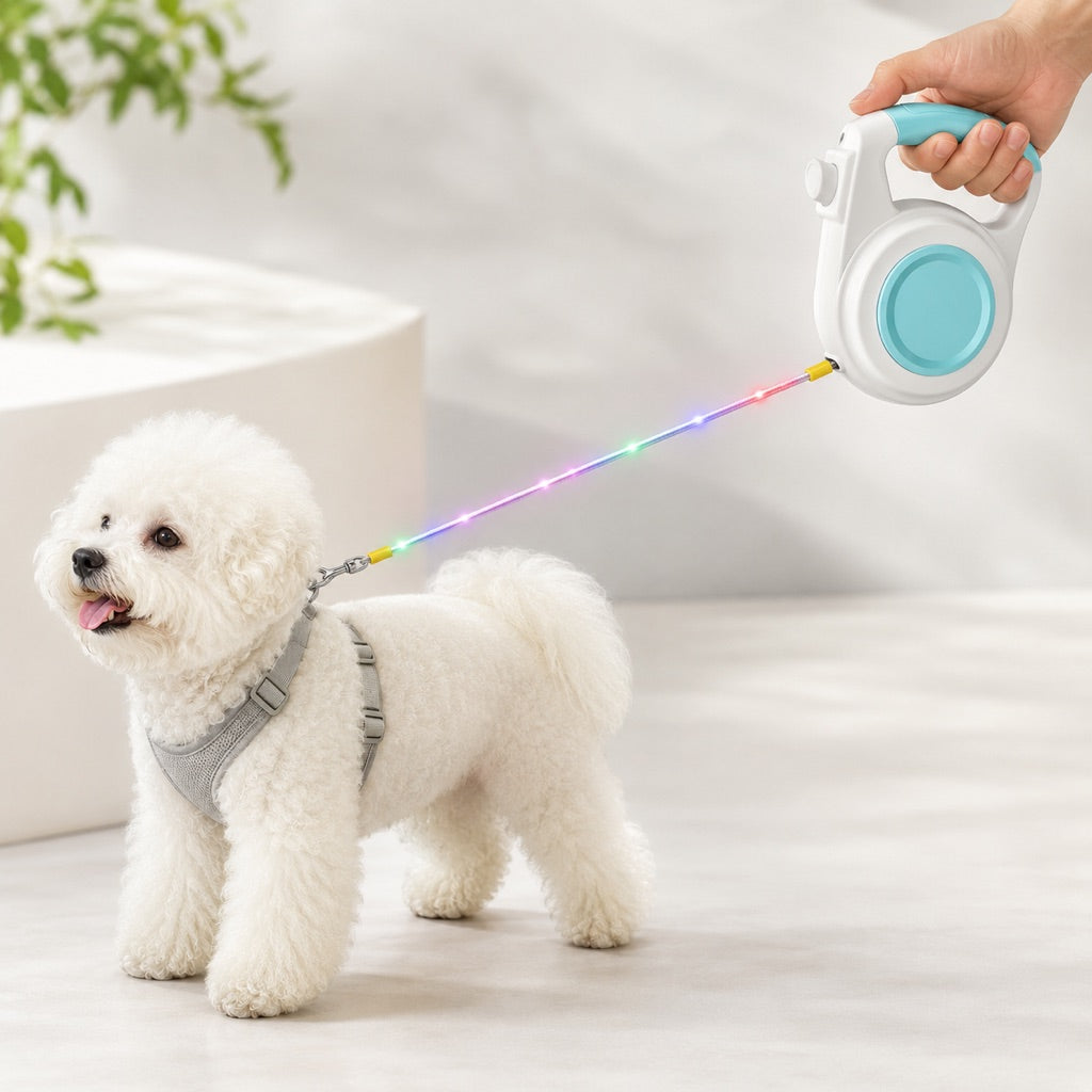 Light-Up Retractable Dog Leash – Rechargeable & Visible