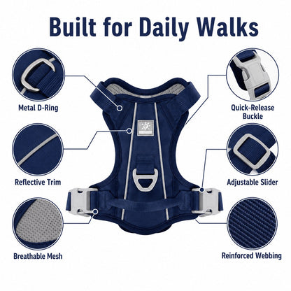 Reflective No-Pull Dog Harness – Safe Night Walks