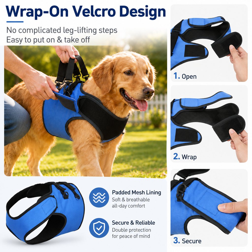 Front Leg Dog Support Harness – Lift Aid for Stairs