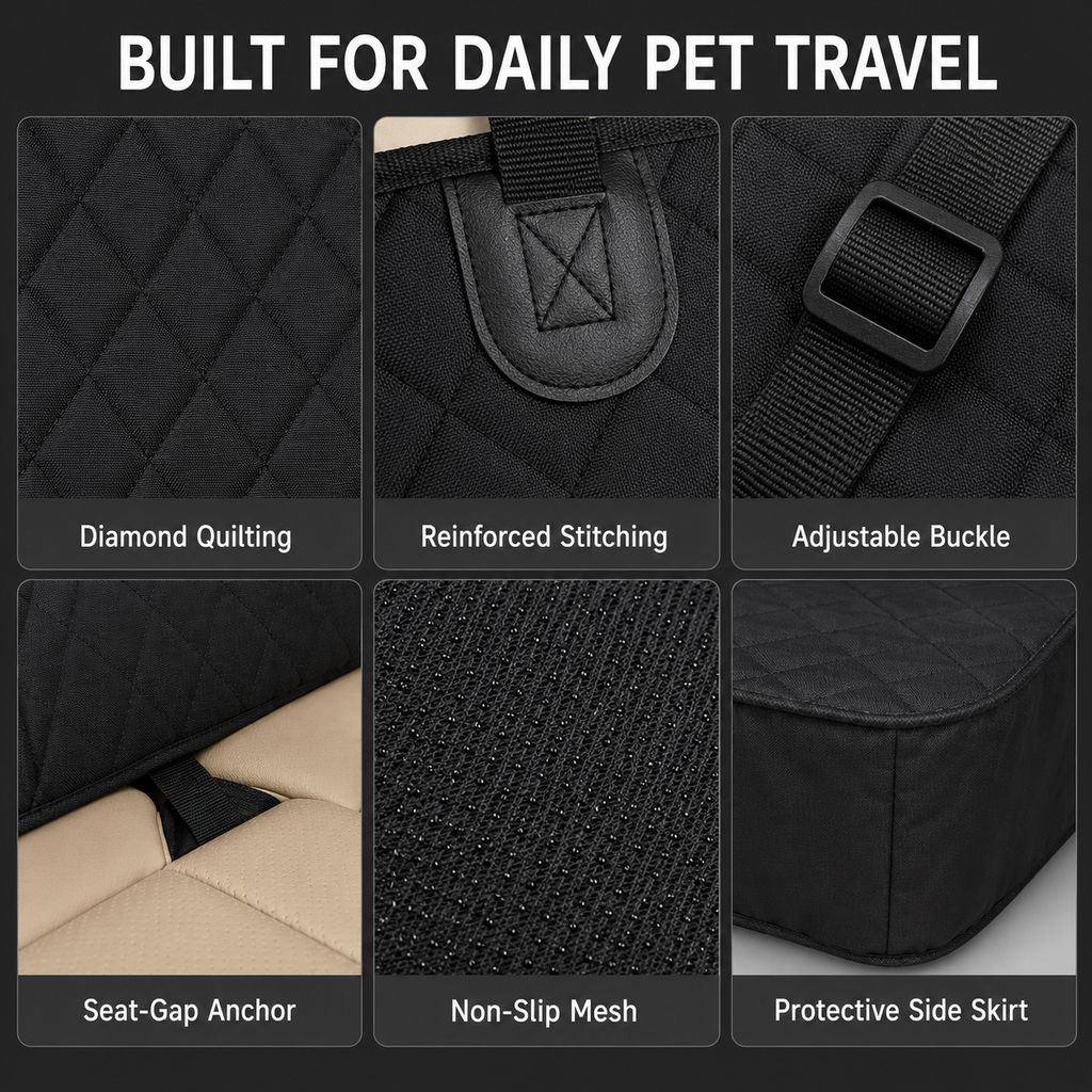 Front Seat Pet Car Cover – Seat Belt Tether Included