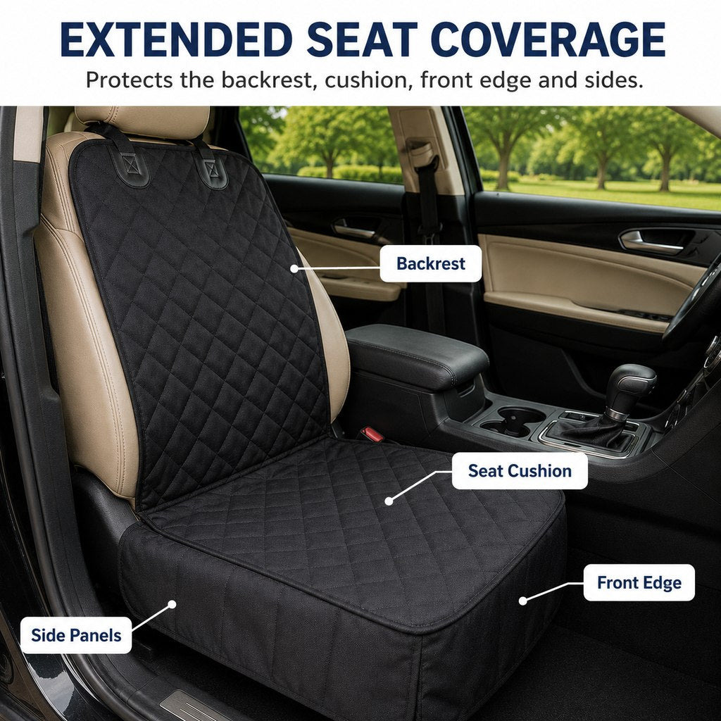 Front Seat Pet Car Cover – Seat Belt Tether Included