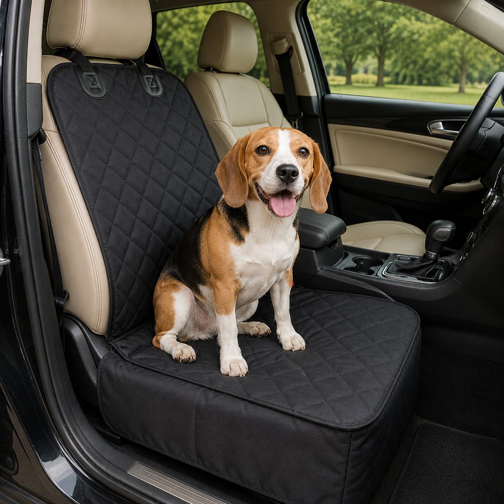 Front Seat Pet Car Cover – Seat Belt Tether Included