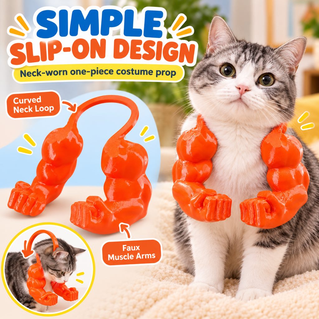 3D Muscle Arms Cat Costume – Funny Photo Prop