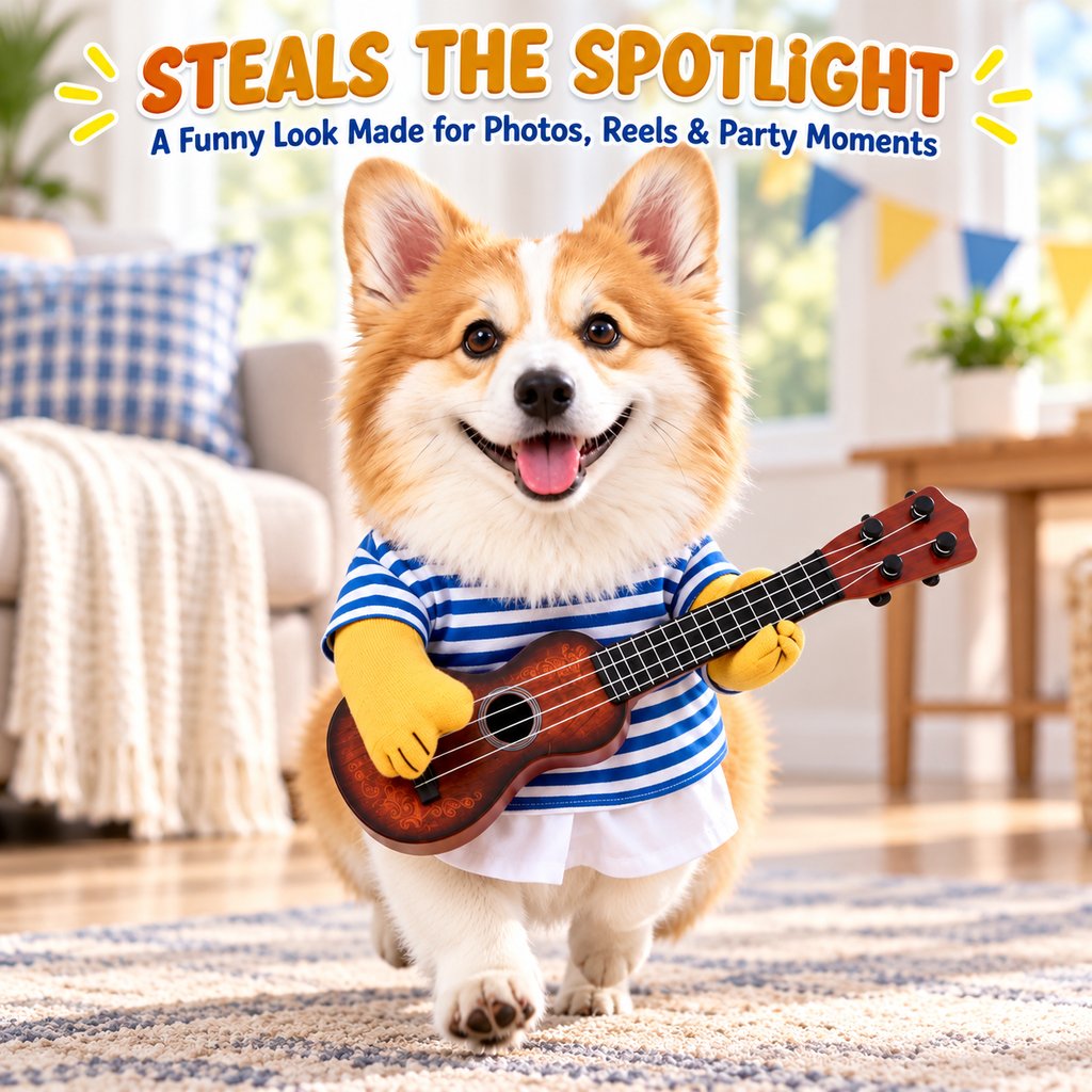 Guitar Player Dog Costume – Funny Halloween Look