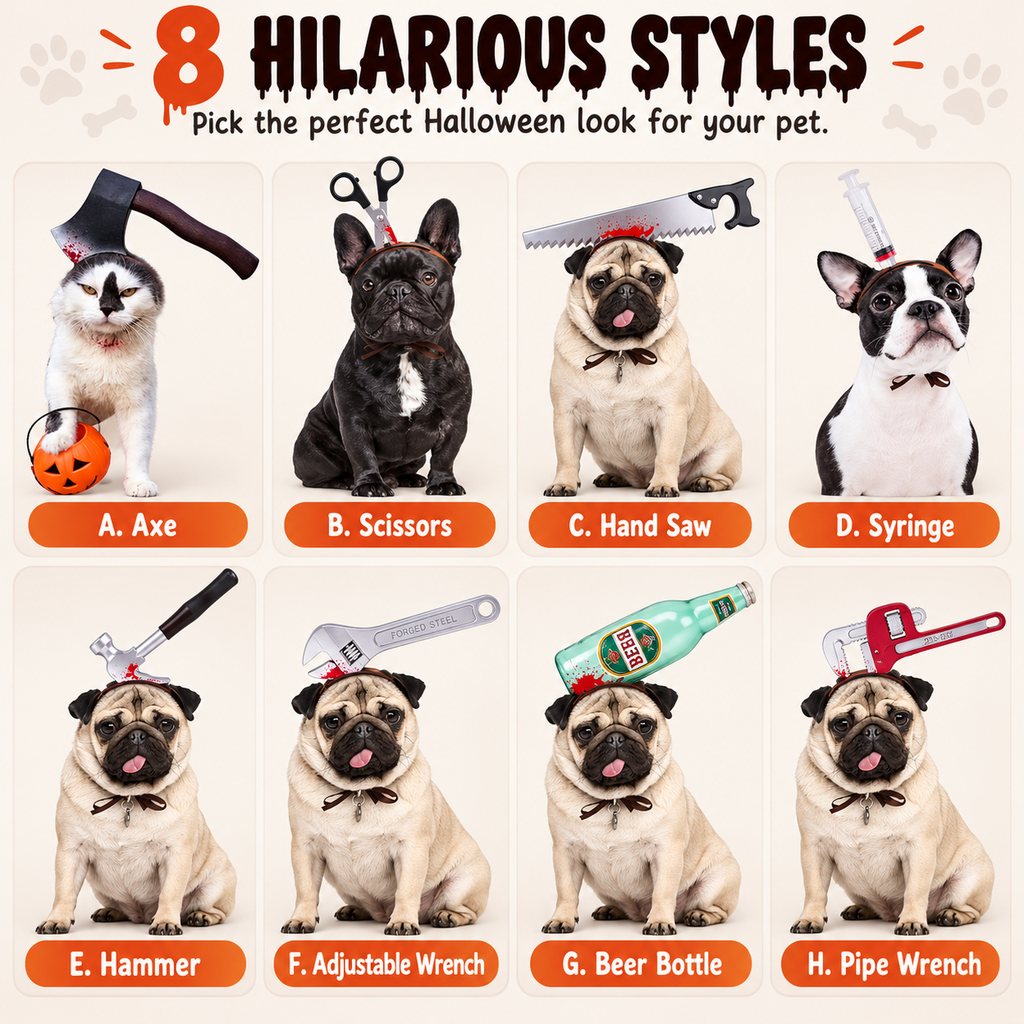 Halloween Pet Headwear – Quick Tie-On Costume Prop