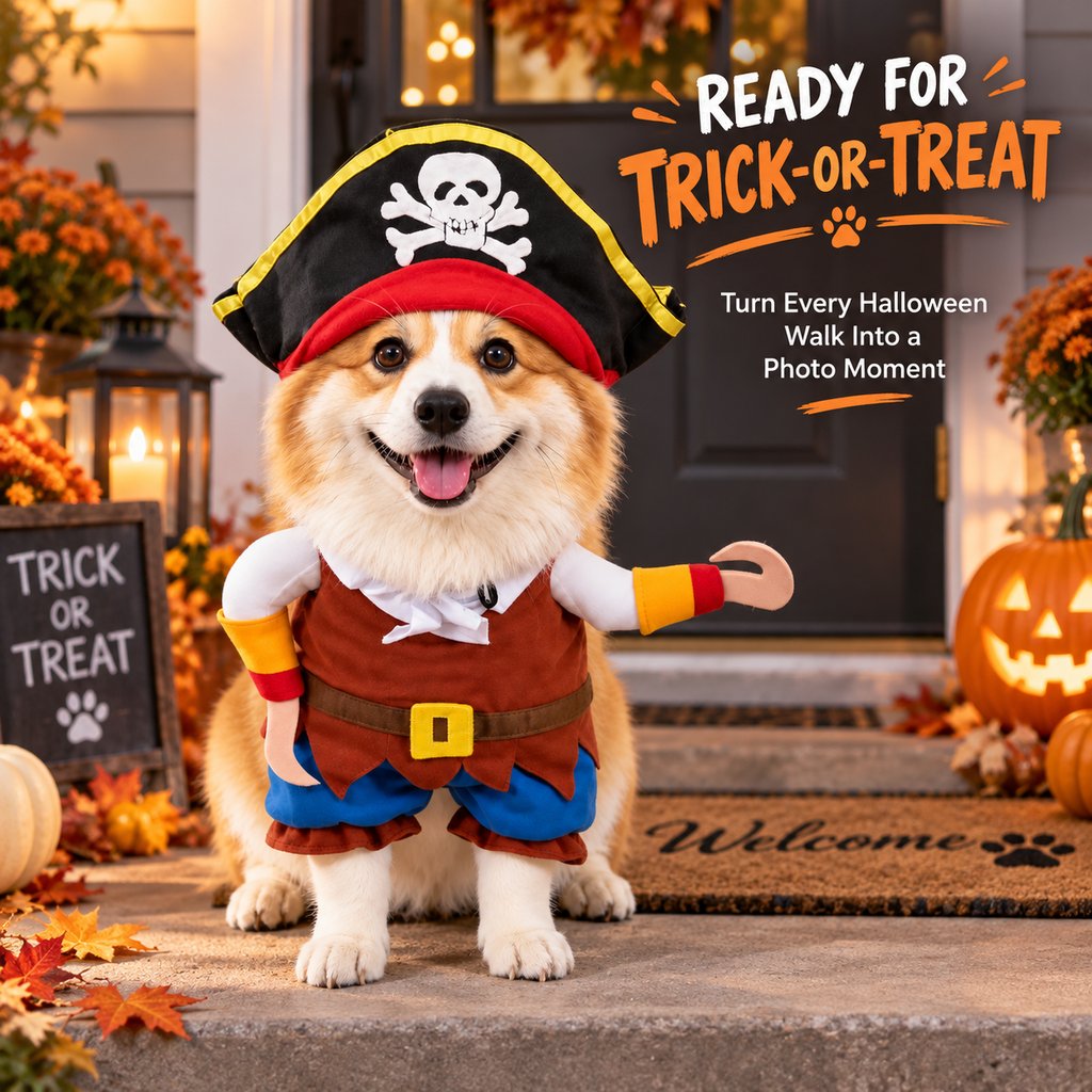 Pirate Dog Costume – Hat & Hook Arms