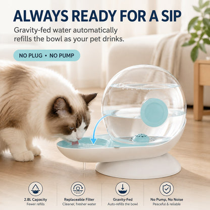 Gravity Pet Waterer 2.8L – No-Plug Auto Refill