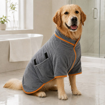 Quick-Dry Microfiber Dog Bathrobe – Less Wet-Dog Mess