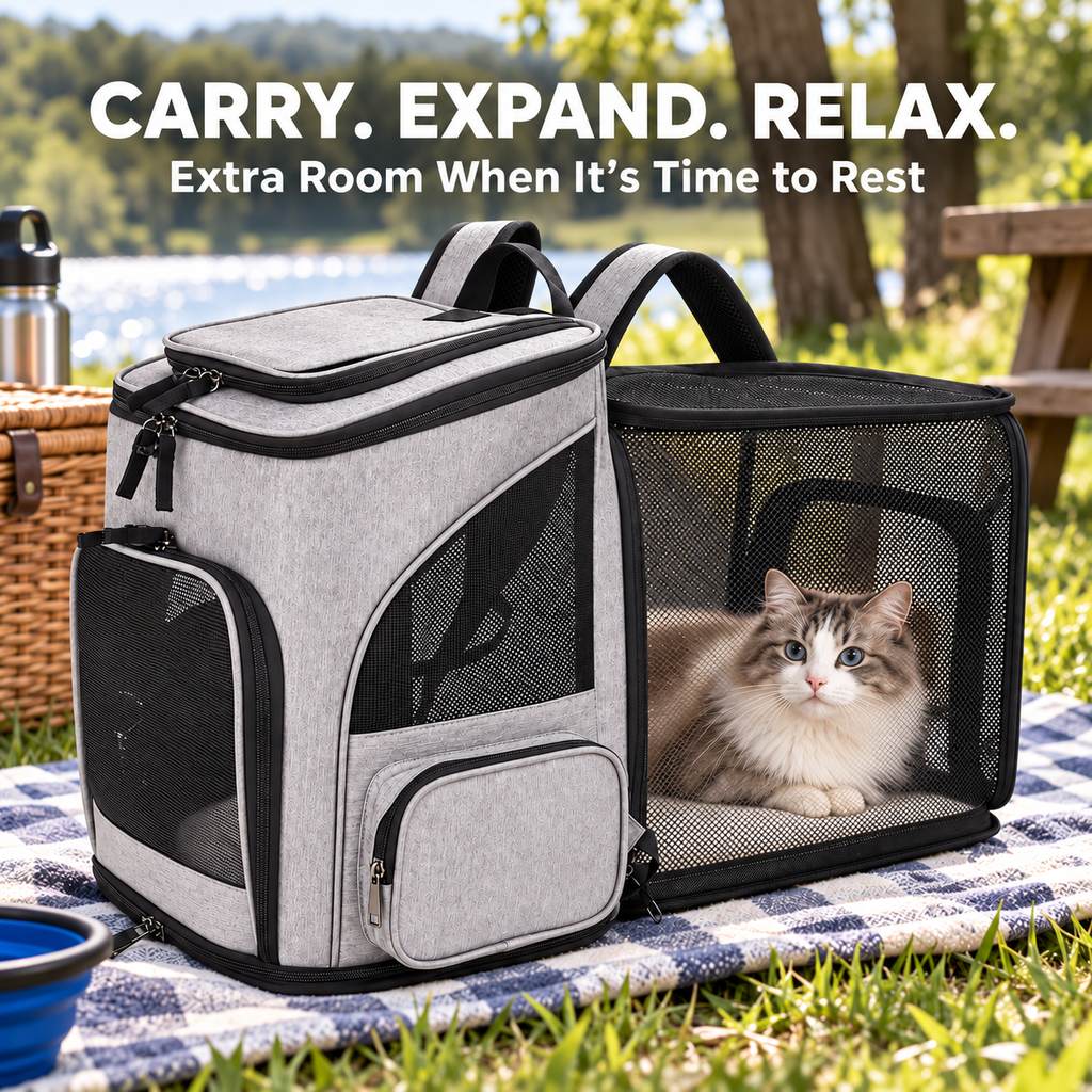 Expandable Pet Carrier Backpack – Breathable Mesh
